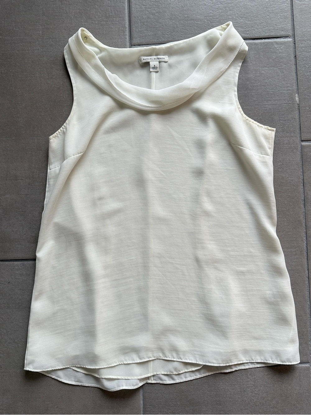 Banana Republic Cream Sleeveless Draped Neck Shell Top